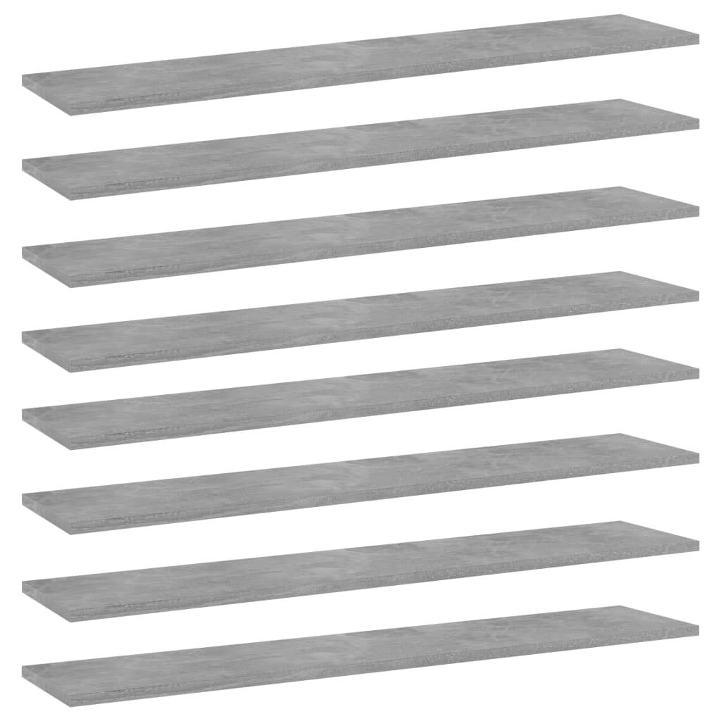 vidaXL 8-Piece Bookshelf Boards in Concrete Gray - Engineered Wood - Versatile, Easy to Clean Bookcase Replacement Boards for Modern Home Décor