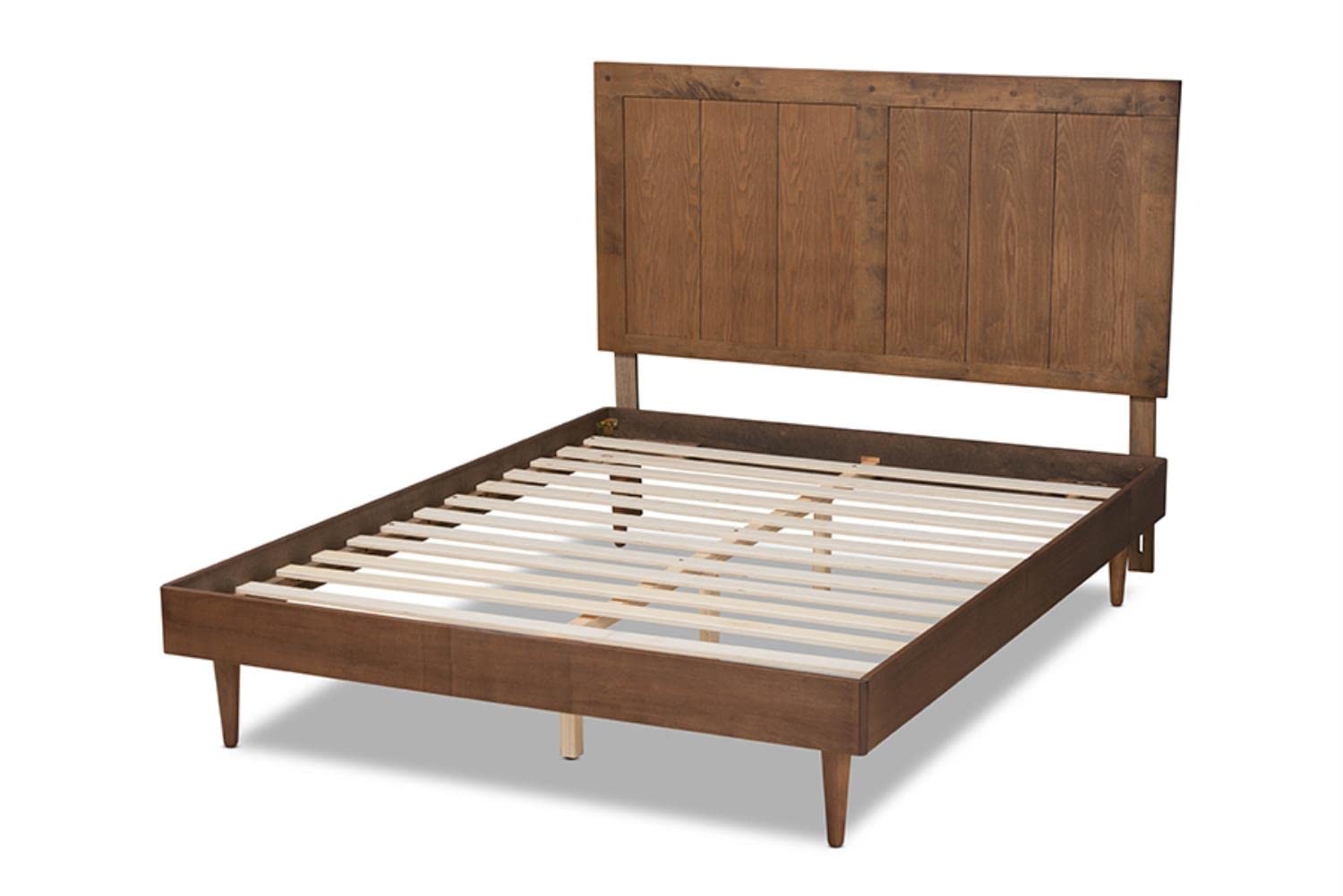 Baxton Studio Nicola Mid-Century Modern Transitional Ash Walnut Finished Wood Queen Size Platform Bed