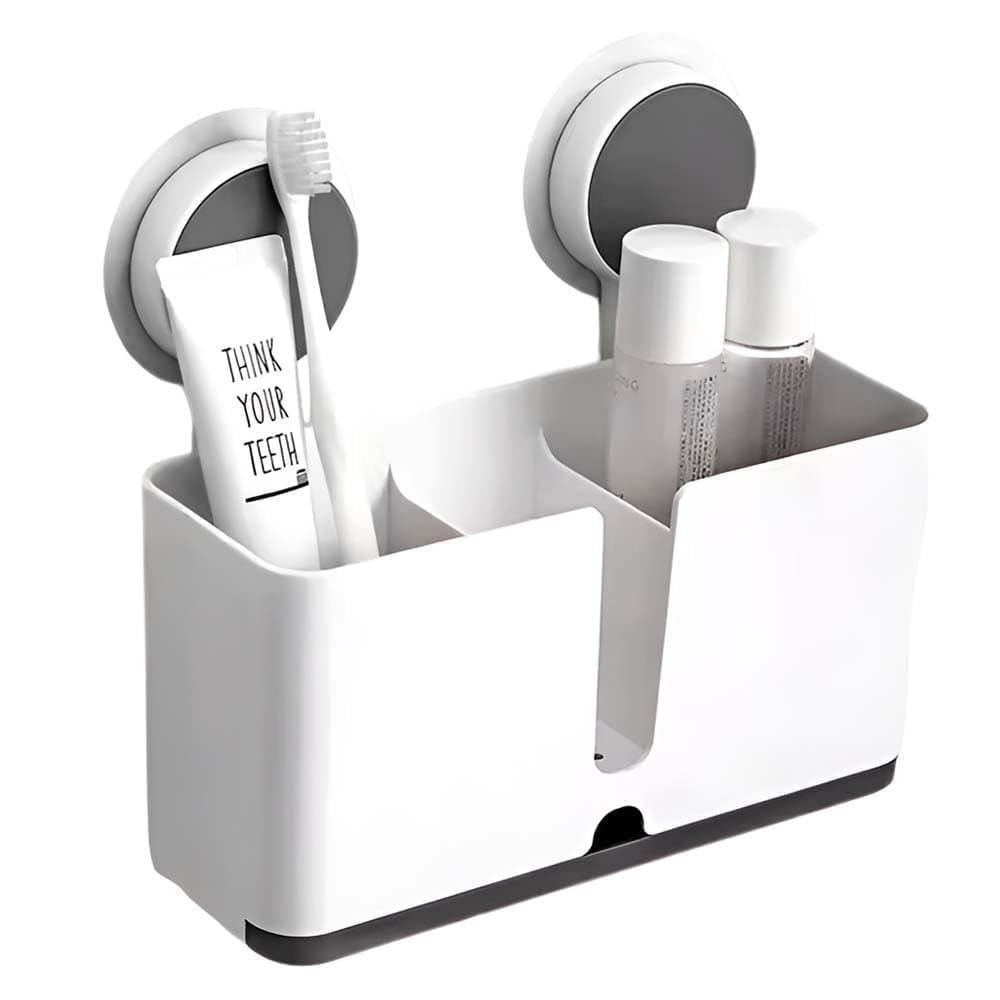 FALMAGU FALMAGU Wall Mounted Toothbrush Holder with Strong Suction Cup | Bathroom Organizer for Toothbrush, Toothpaste & Cosmeti
