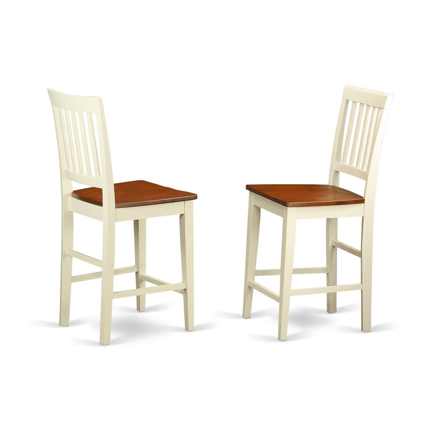 East West Furniture YAVN3-WHI-W 3 Piece Kitchen Counter Set for Small Spaces Contains a Rectangle Dining Table and 2 Dining Room Chairs, 30x48 Inch, Buttermilk & Cherry