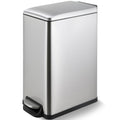 Arlopu 13.2 Gal Slim Kitchen Trash Can with Lid, 50L Stainless Steel Garbage Can, Large Kitchen Rubbish Can, Step Trash Bin w/Fo