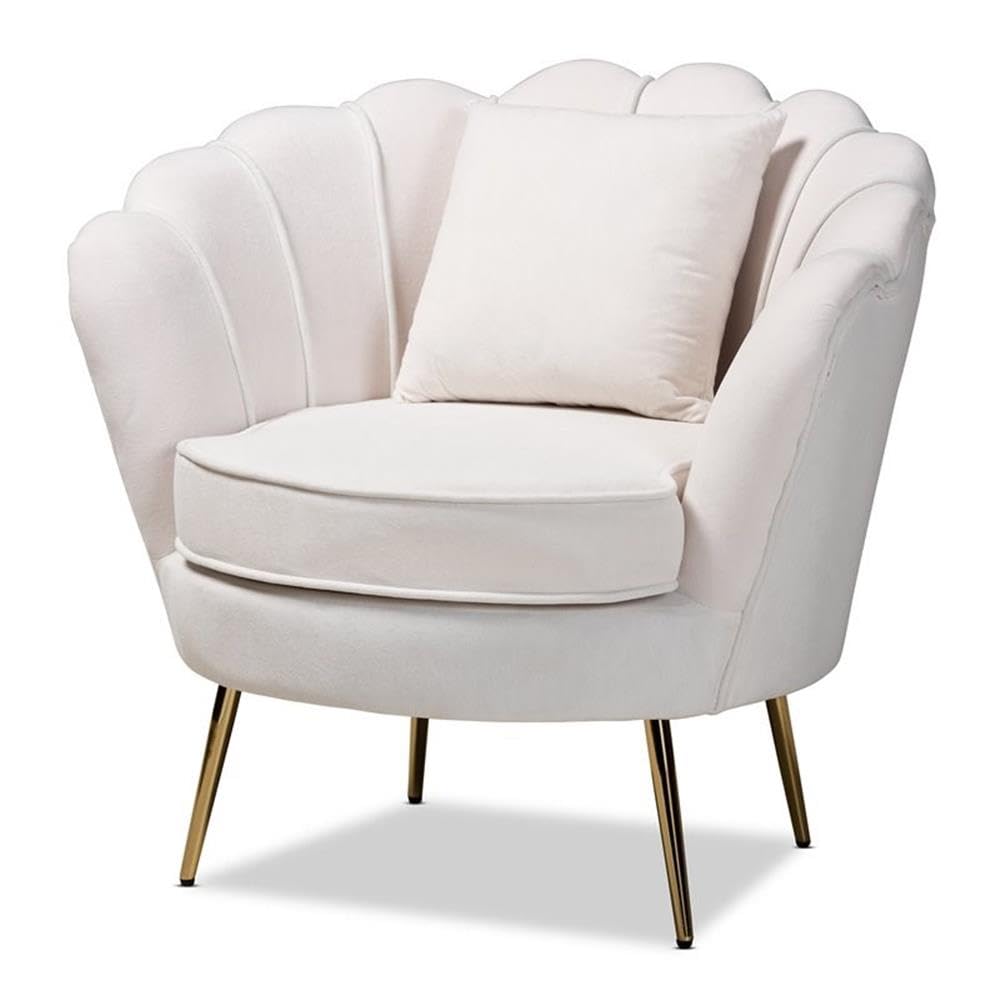 Baxton Studio Garson Beige and Gold Metal Finished Accent Chair