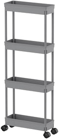 Sooyee 4 Tier Slim Storage Cart,Rolling Storage Cart,Narrow Shelf,Bathroom Rack,Mobile Shelving Unit Organizer for Kitchen, Bath