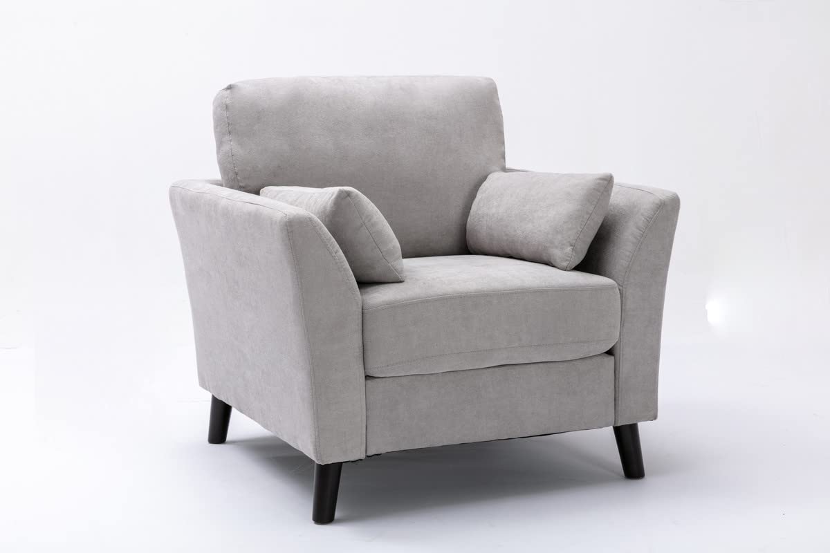 Lilola Home Damian Light Gray Velvet Fabric Chair