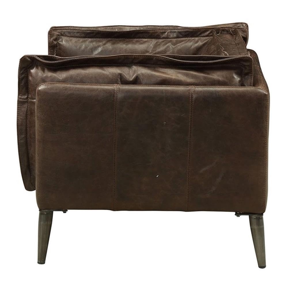Acme Porchester Leather Accent Chair in Distress Chocolate