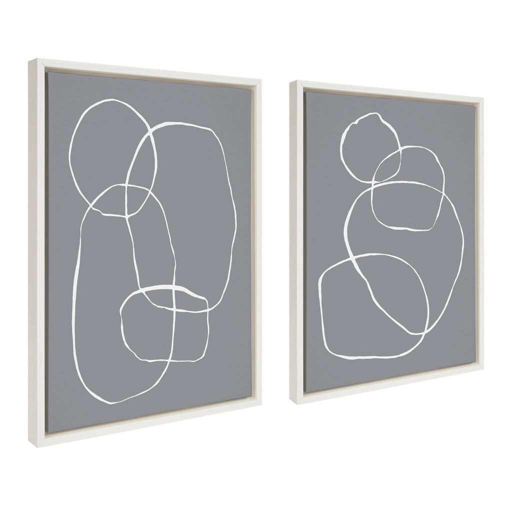 Sylvie Gray Going in Circles Framed Canvas Set by Teju Reval of SnazzyHues