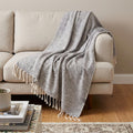59 X 71 Blue And White Cotton Plain Weave Throw Blanket