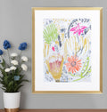Tropical Blooms I Gold Framed Print Wall Art