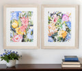 Set Of Two Flora Botanic Brown Framed Print Wall Art