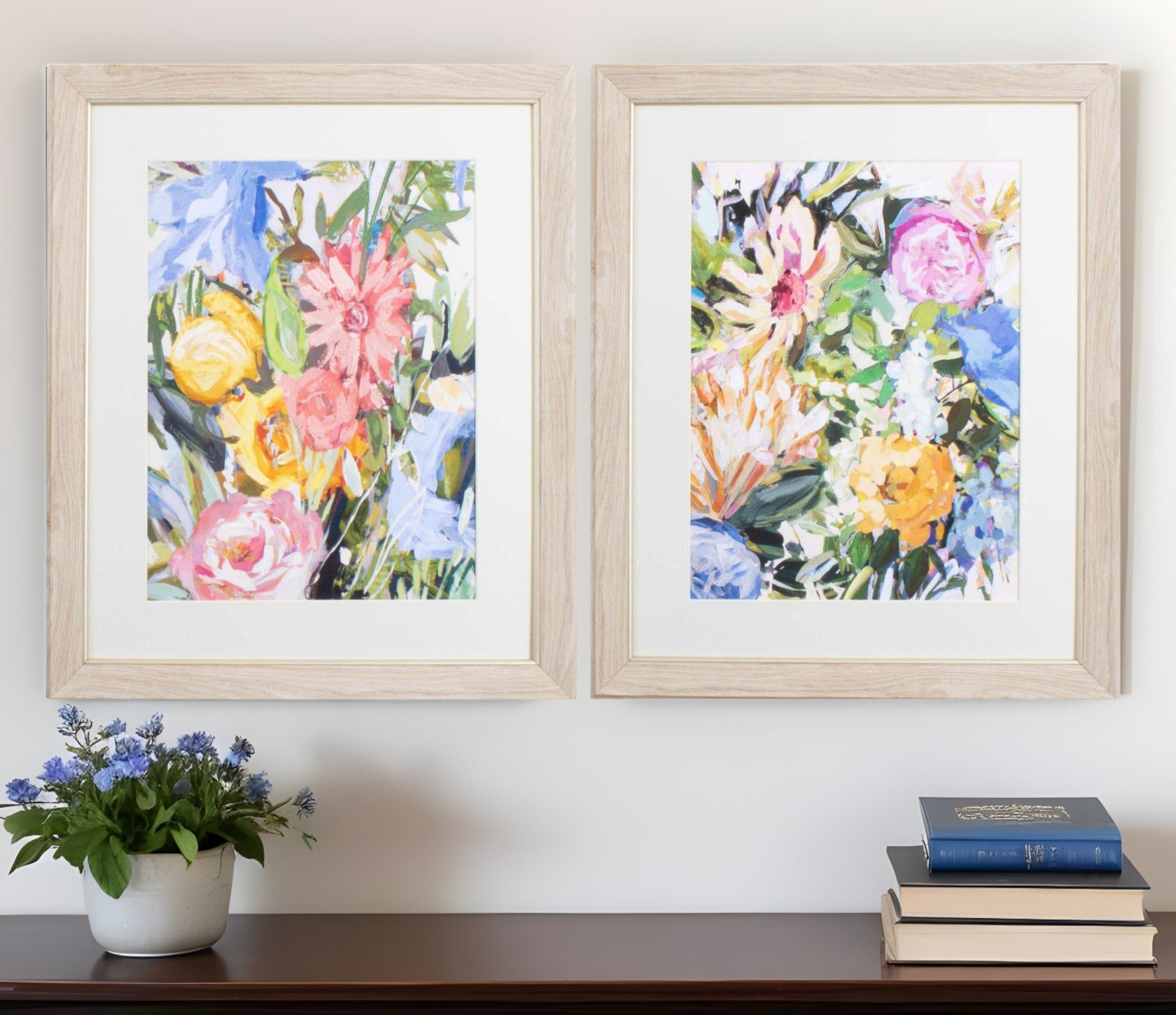Set Of Two Flora Botanic Brown Framed Print Wall Art