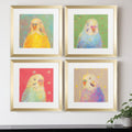 Set Of Four Colorful Bird A S/4 Gold Framed Print Wall Art
