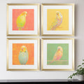 Set Of Four Colorful Bird B S/4 Gold Framed Print Wall Art