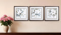 Set Of Three Modern Romance Brown Framed Print Wall Art