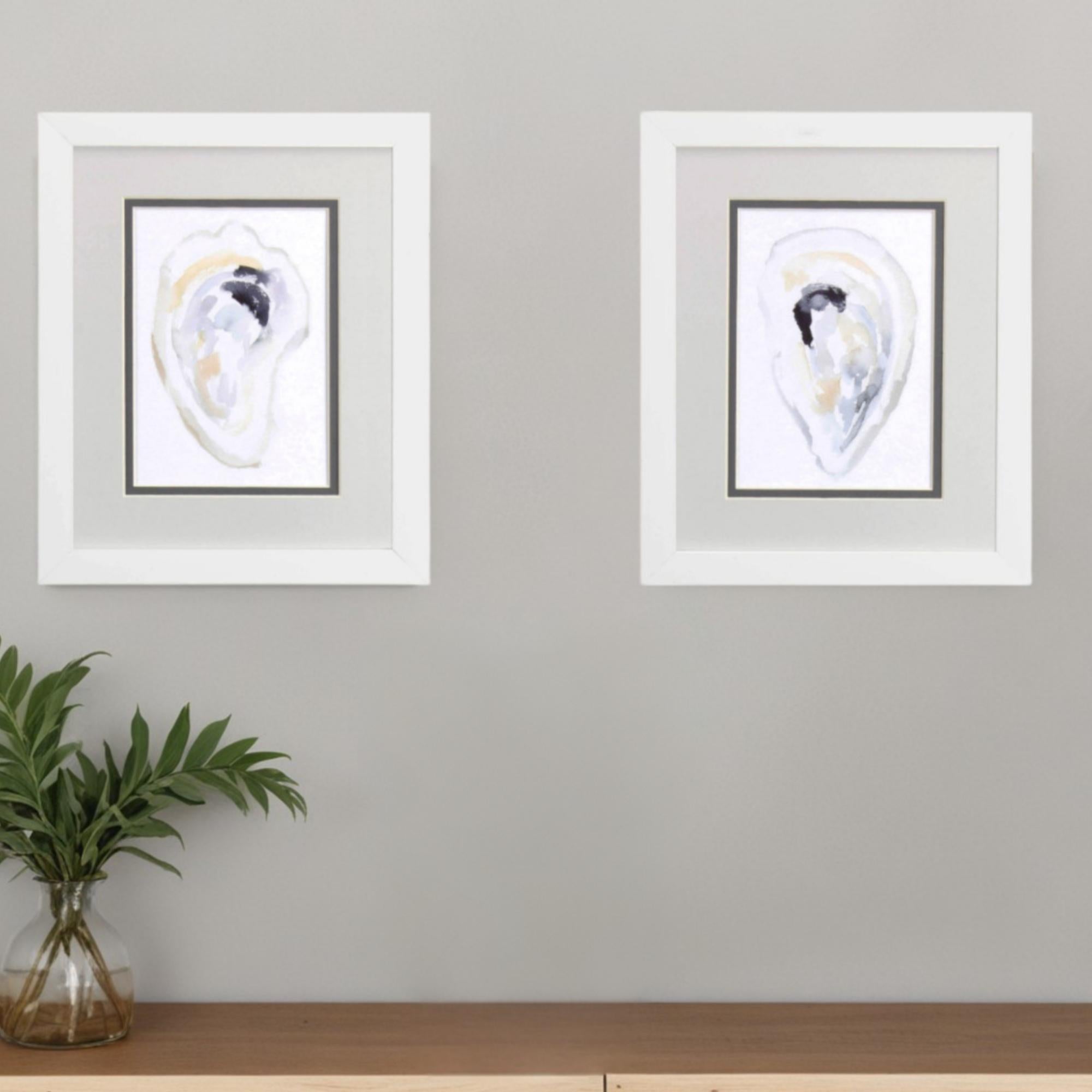 Set Of Two Oyster Shell White Framed Print Wall Art