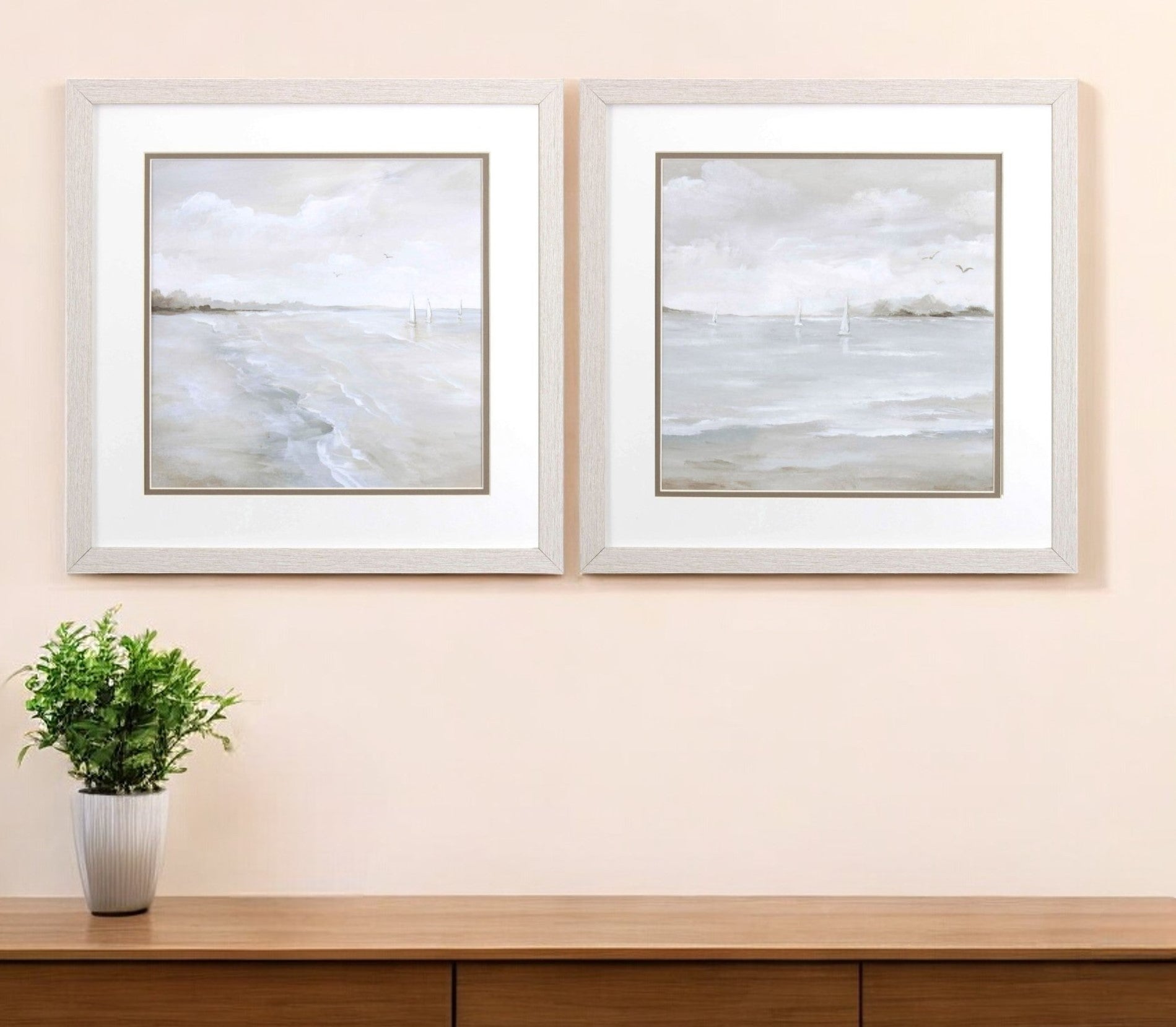 Set Of Two Sail Away White Framed Print Wall Art
