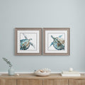 Set Of Two Neutral Sea Turtle Brown Framed Print Wall Art