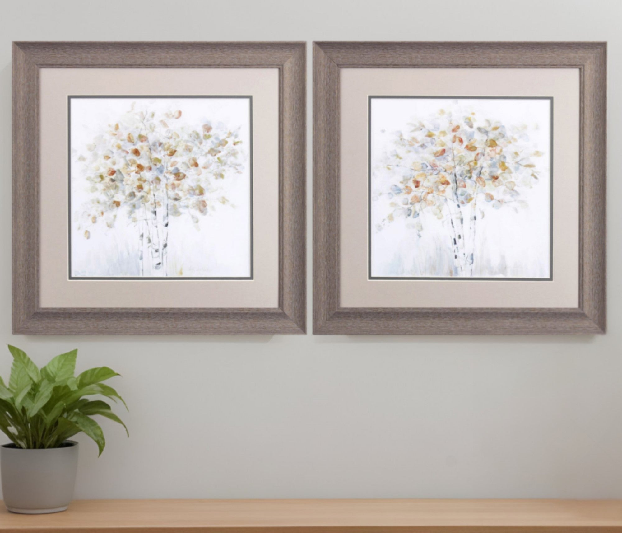 Set Of Two Birch Grove Brown Framed Print Wall Art