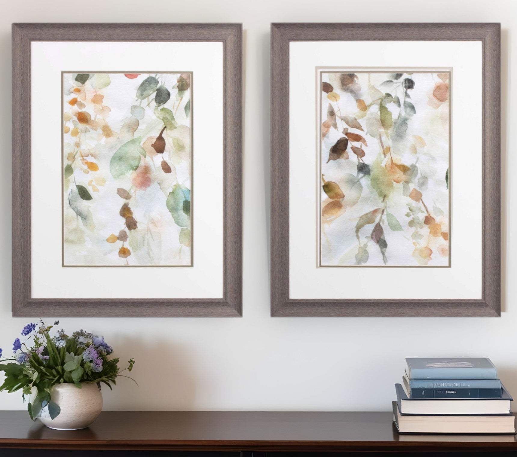 Set Of Two Cascading Nature Brown Framed Print Wall Art