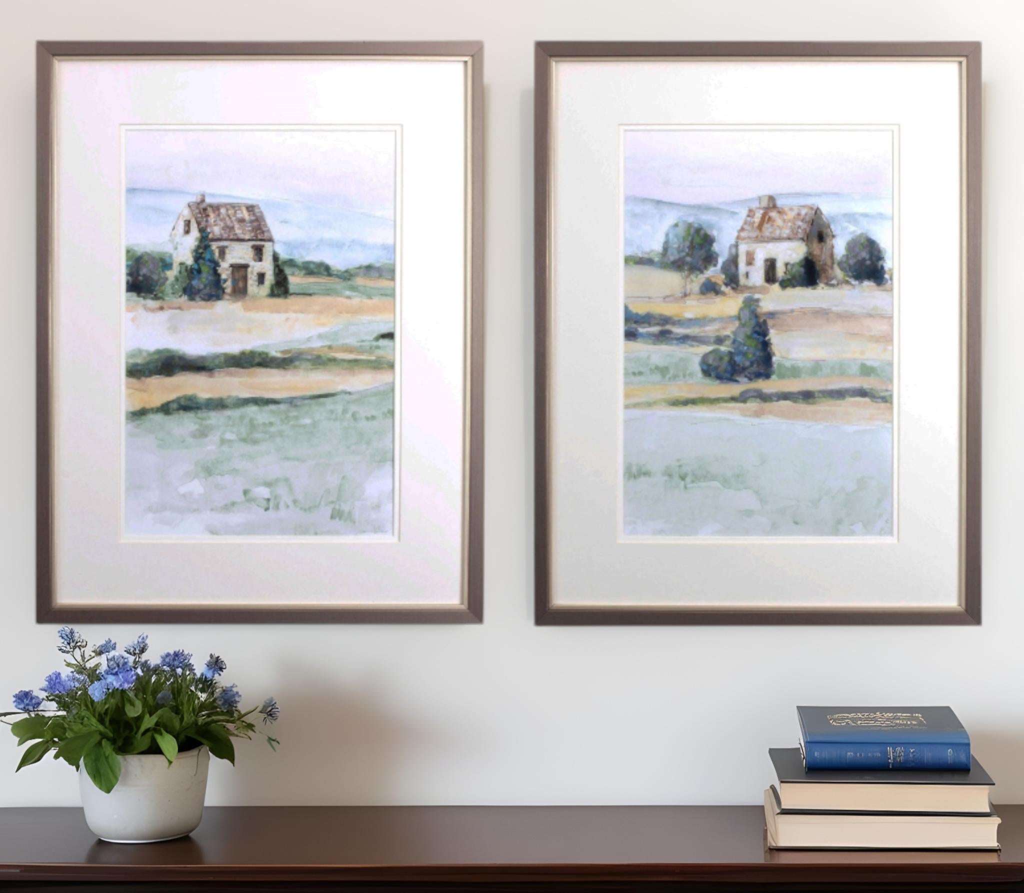 Set Of Two On the Countryside Brown Framed Print Wall Art