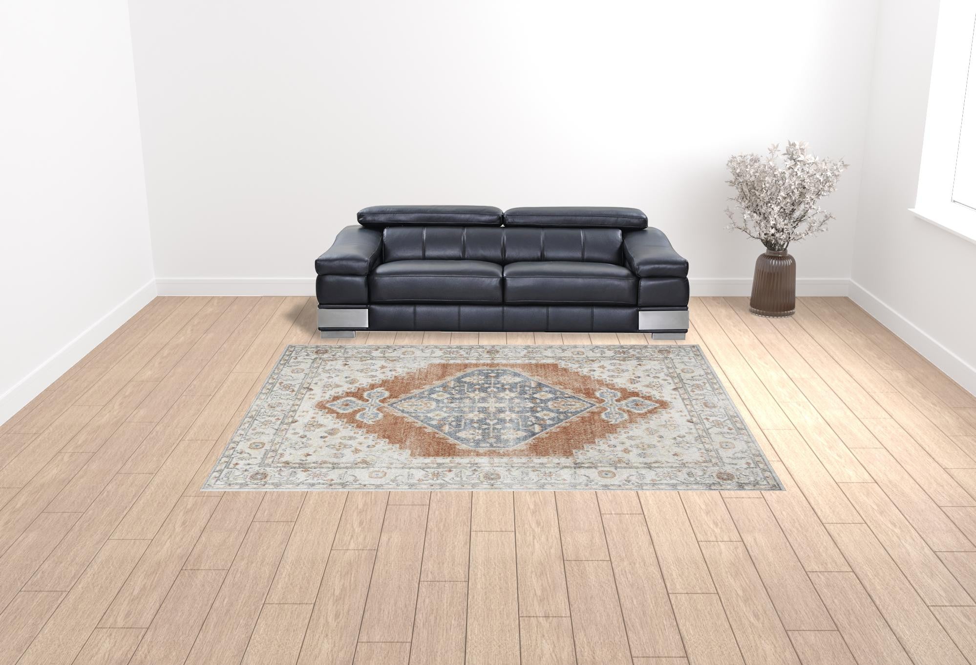 HomeRoots 521713 9 x 12 ft. Oriental Power Loom Distressed Rectangle Area Rug Gray