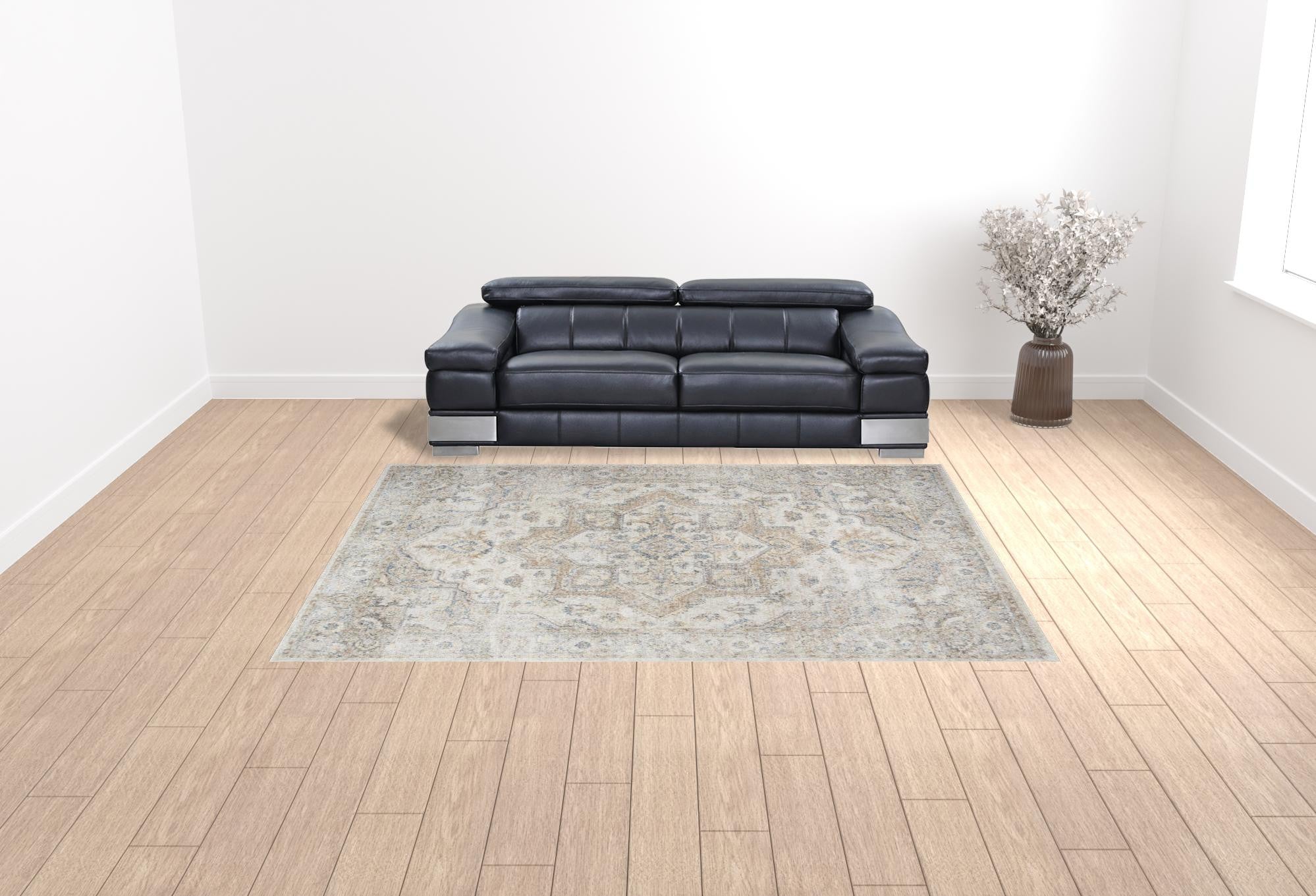 HomeRoots 521718 9 x 12 ft. Gray Oriental Power Loom Area Rug