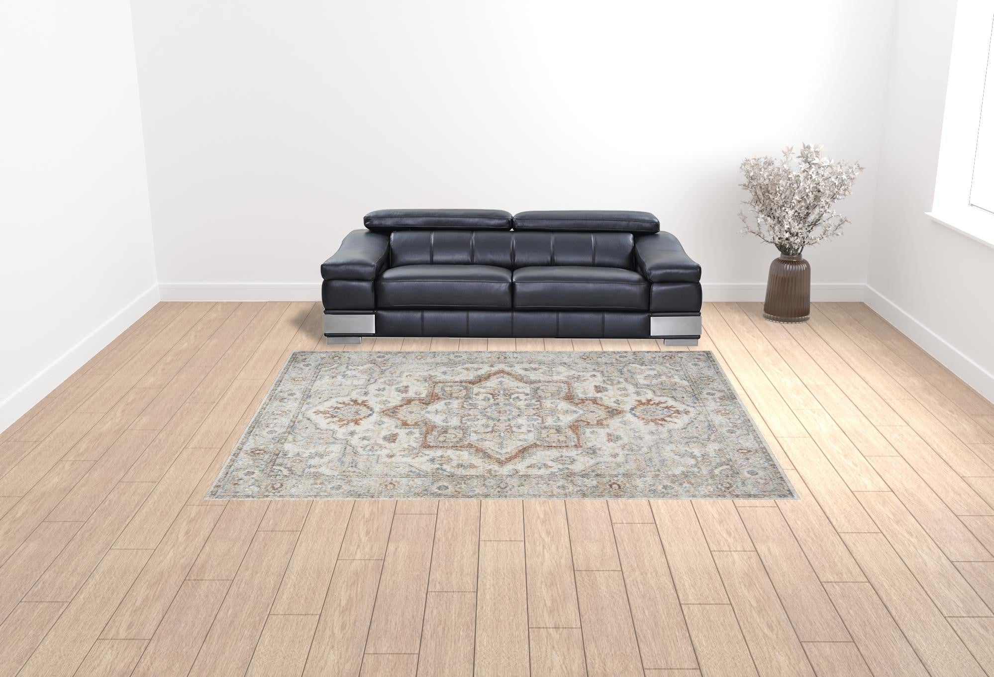 HomeRoots 521722 9 x 12 ft. Gray Oriental Power Loom Area Rug