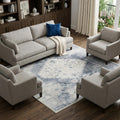 8 X 10 Blue And Ivory Floral Medallion Distressed Washable Area Rug