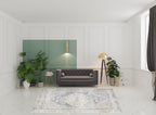 HomeRoots 521766 8 x 10 ft. Light Blue Oriental Power Loom Distressed Washable Rectangle Area Rug