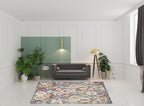 HomeRoots 522102 8 x 10 ft. Navy Blue Damask Traditional Power Loomed Distressed Rectangle Area Rug