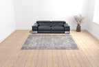 HomeRoots 522428 9 x 12 ft. Gray Floral Power Loom Distressed Rectangle Traditional Area Rug