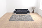 HomeRoots 522429 9 x 12 ft. Gray Floral Power Loom Distressed Washable Rectangle Traditional Area Rug