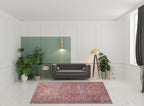 HomeRoots 522578 8 x 10 ft. Red Floral Power Loom Distressed Rectangle Traditional Area Rug