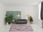 HomeRoots 522579 8 x 10 ft. Red Floral Power Loom Distressed Washable Rectangle Traditional Area Rug