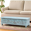 54 Aqua Carved And Distressed Solid Wood Lift Top Coffee Table