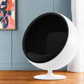 42 White And Black Fiberglass And Cotton Swivel Egg Chair
