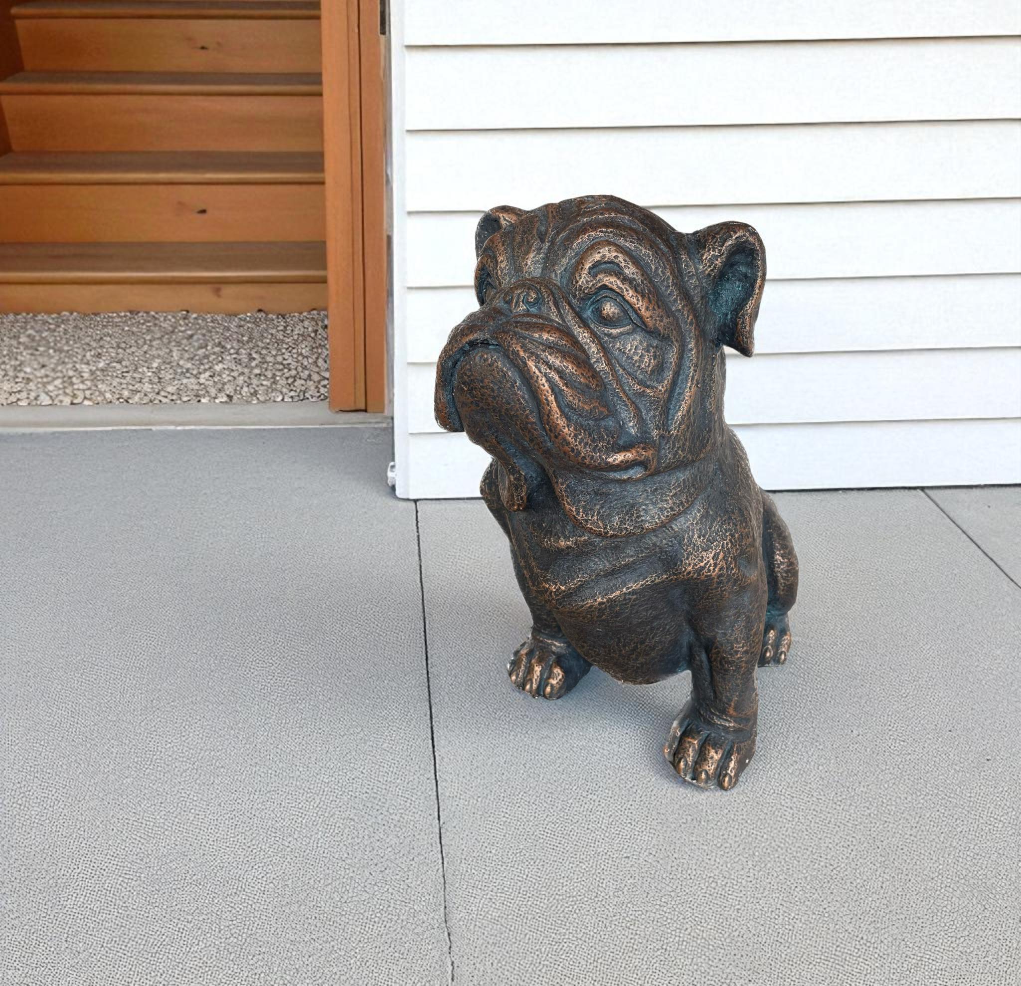 16 Antiqued Bronze Bulldog Outdoor Statue