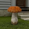 15 Orange And White Polyresin Mushroom Outdoor Statue
