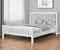 White Slat Back Solid Wood King Bed Frame