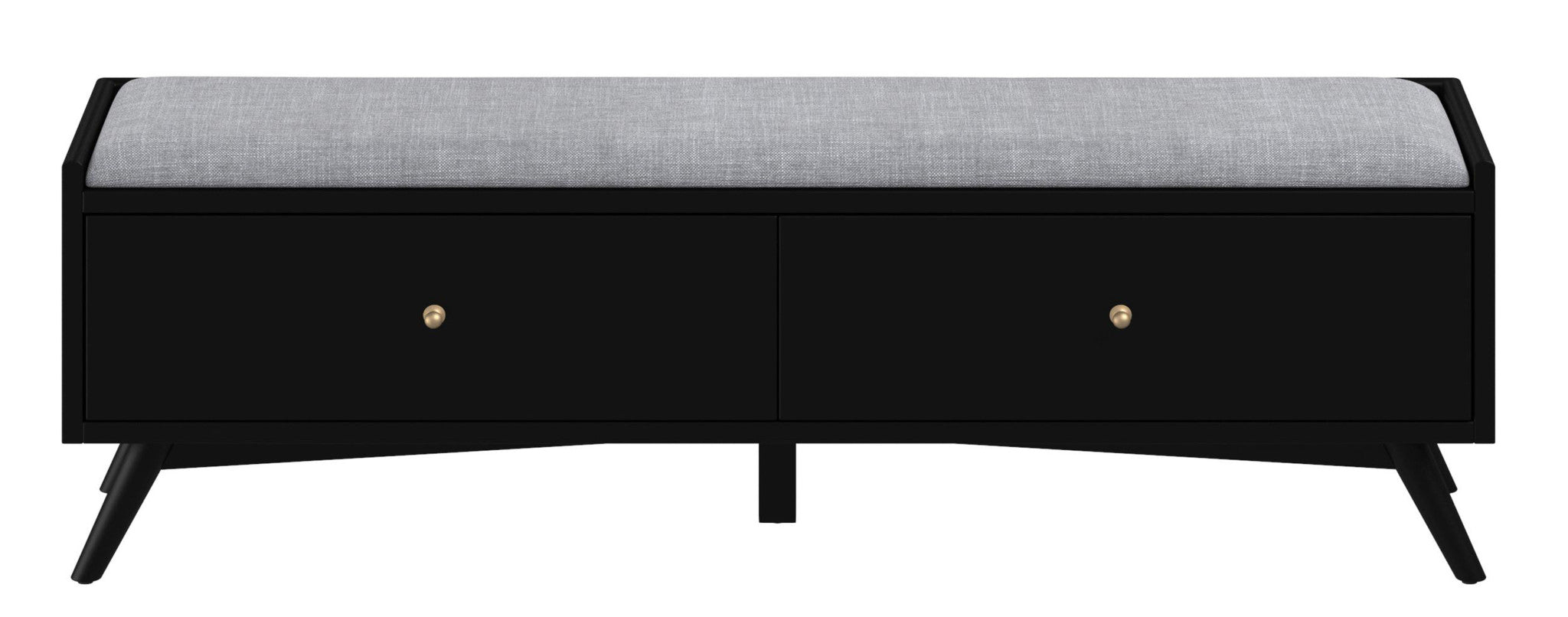 59 gray And Black Upholstered Polyester Blend Solid Wood Bench With Drawers