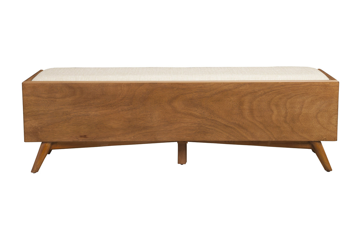 59 Beige And Brown Upholstered Polyester Blend Solid Wood Bench With Drawers