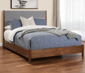 Brown and Gray Solid Wood And Linen Queen Bed Frame