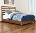 Brown Slat Back Solid Wood California King Bed Frame