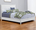 White Carved Geometric Solid Wood Queen Bed Frame