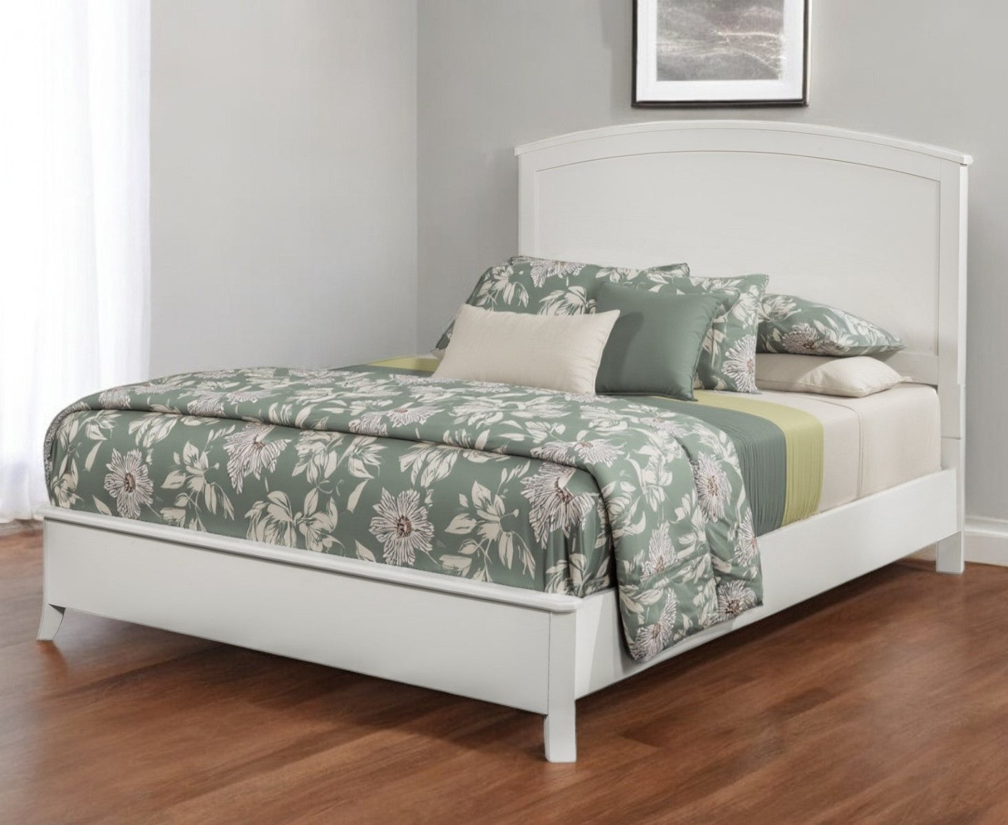 White Solid Wood King Bed Frame