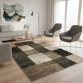 7 Brown Black And Tan Geometric Washable Area Rug