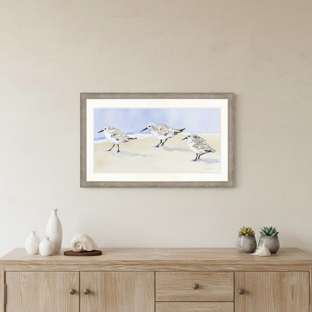 Sandpipers I Silver Framed Print Wall Art