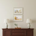 Set Of Two Sunrise Serene Gold Framed Print Wall Art