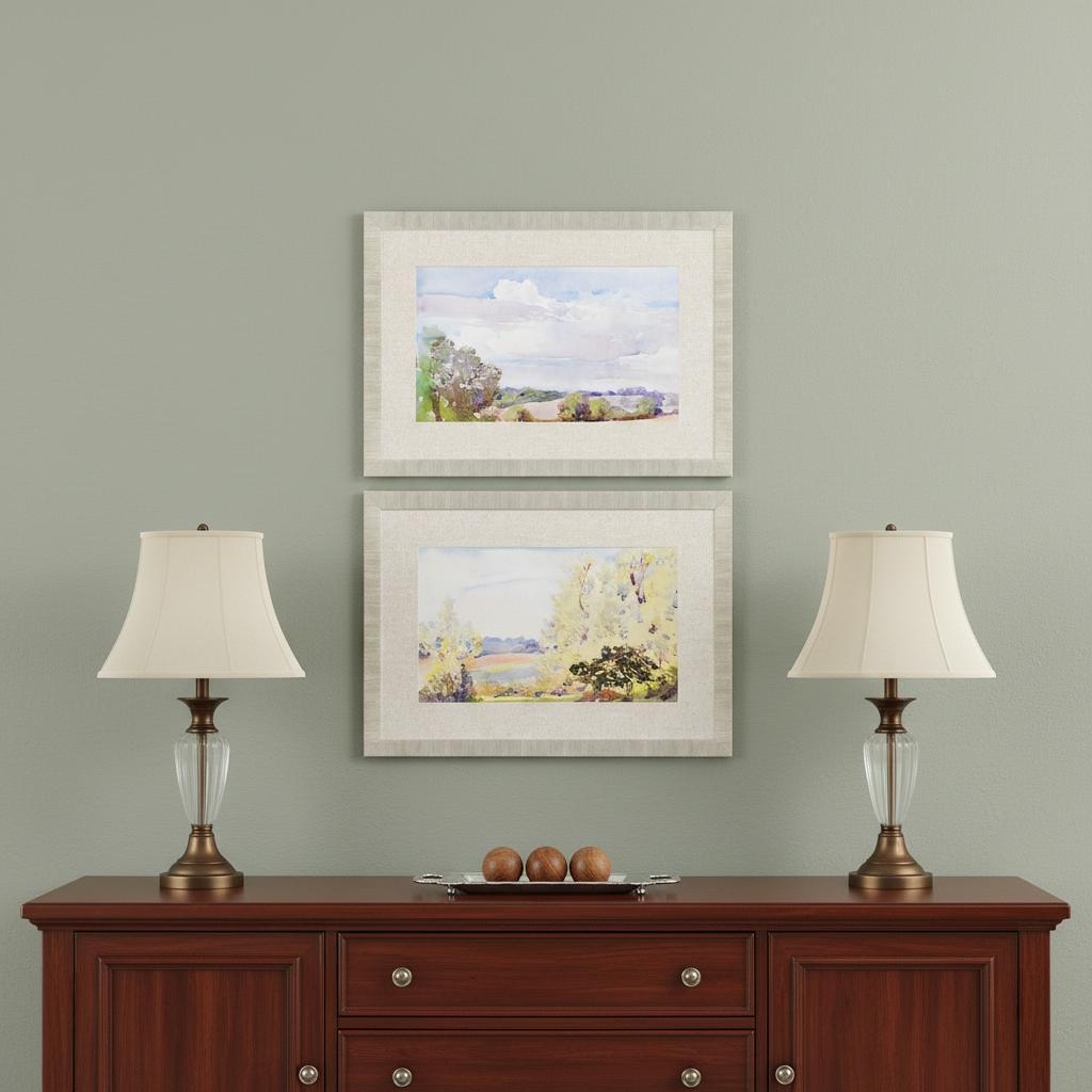 Set Of Two Placid Repose Gold Framed Print Wall Art