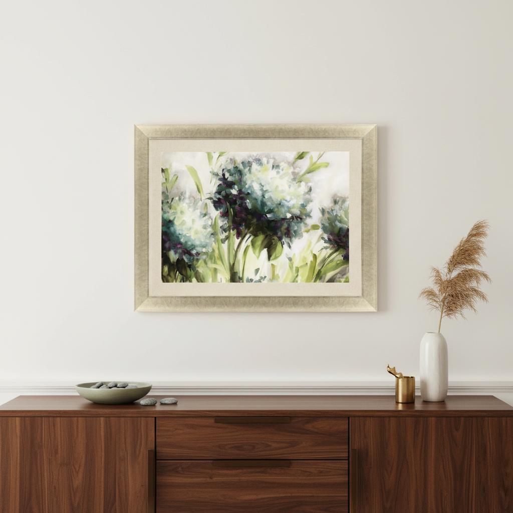 Hydrangea Field Gold Framed Print Wall Art