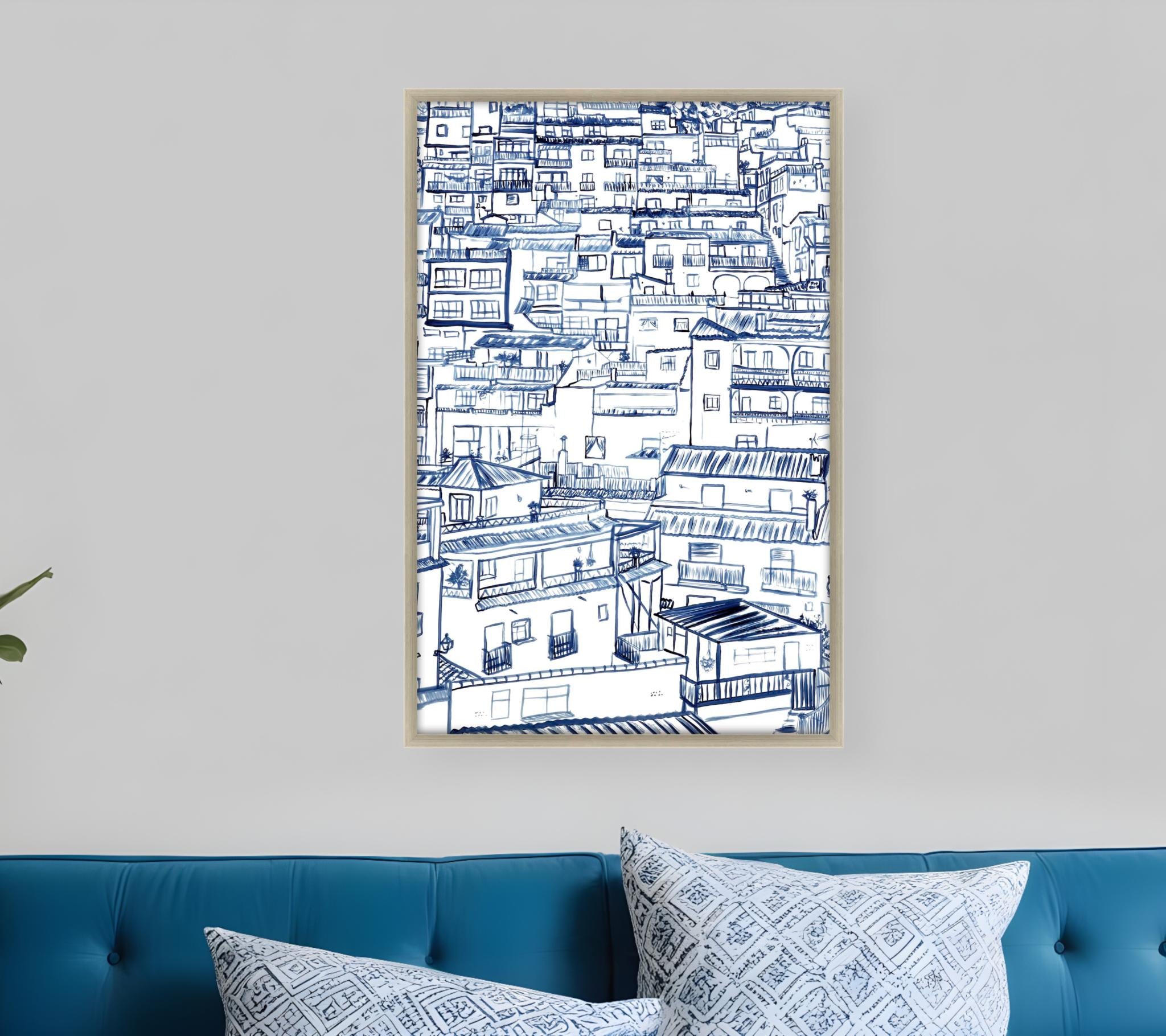 Mijas Silver Framed Print Wall Art